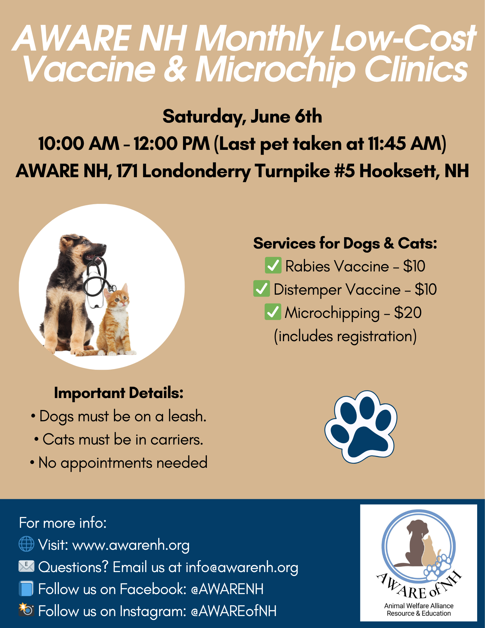 Low cost spay/neuter clinic NH